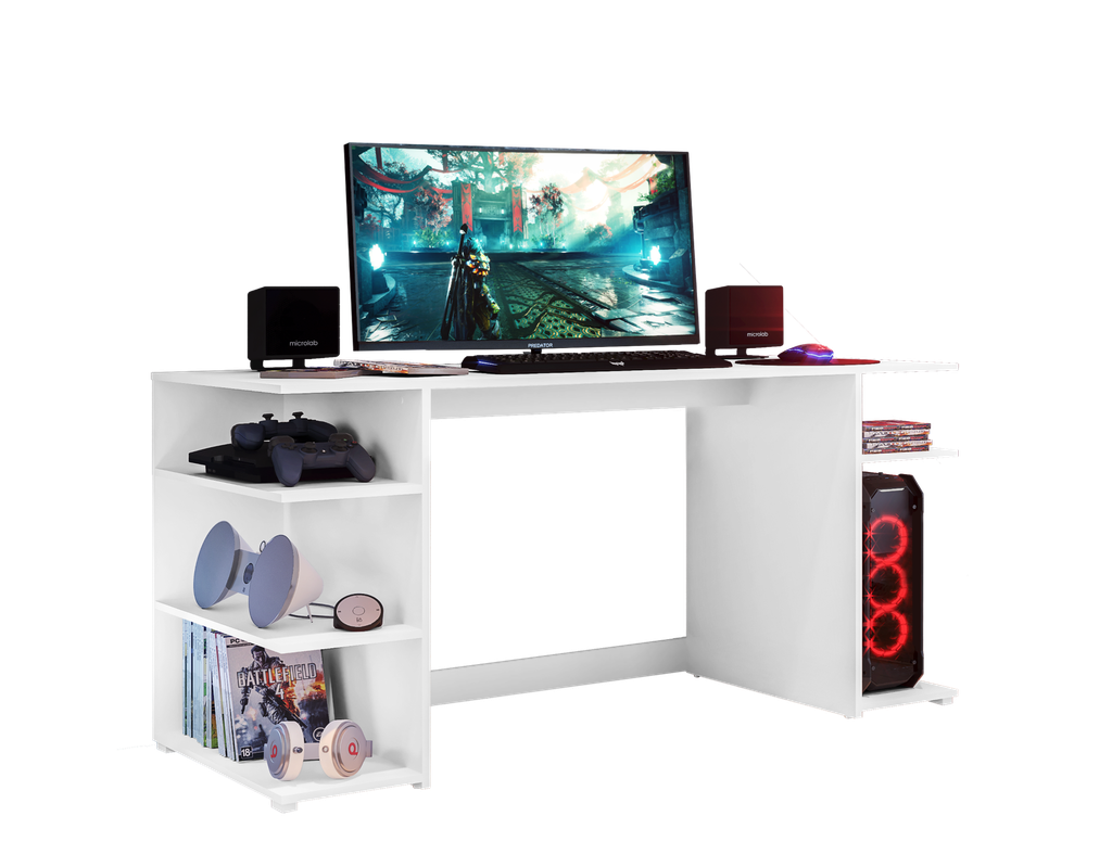 Escritorio Gamer Moderno En madera / Blanco