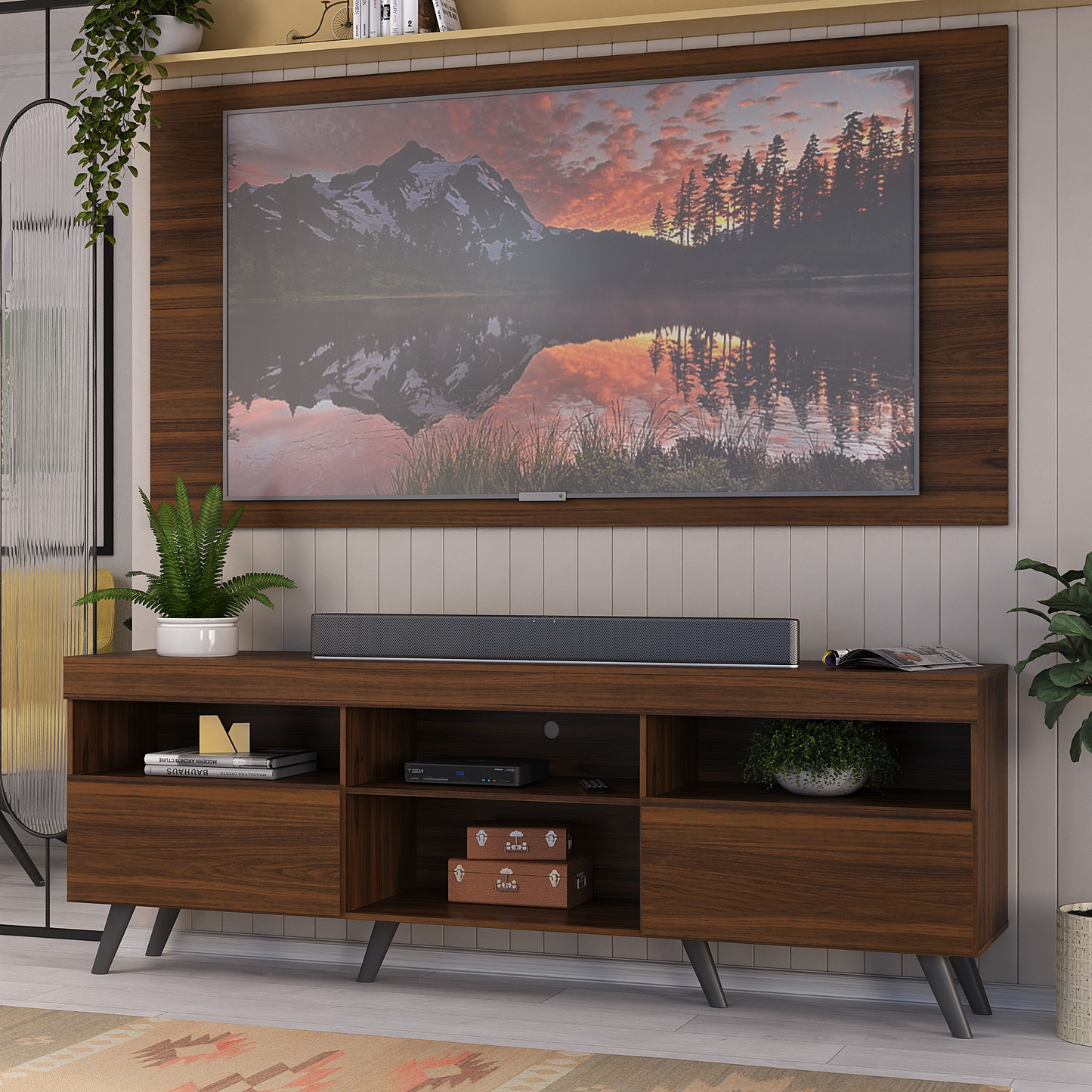 Rack Con Panel Florida Con patas En MDP