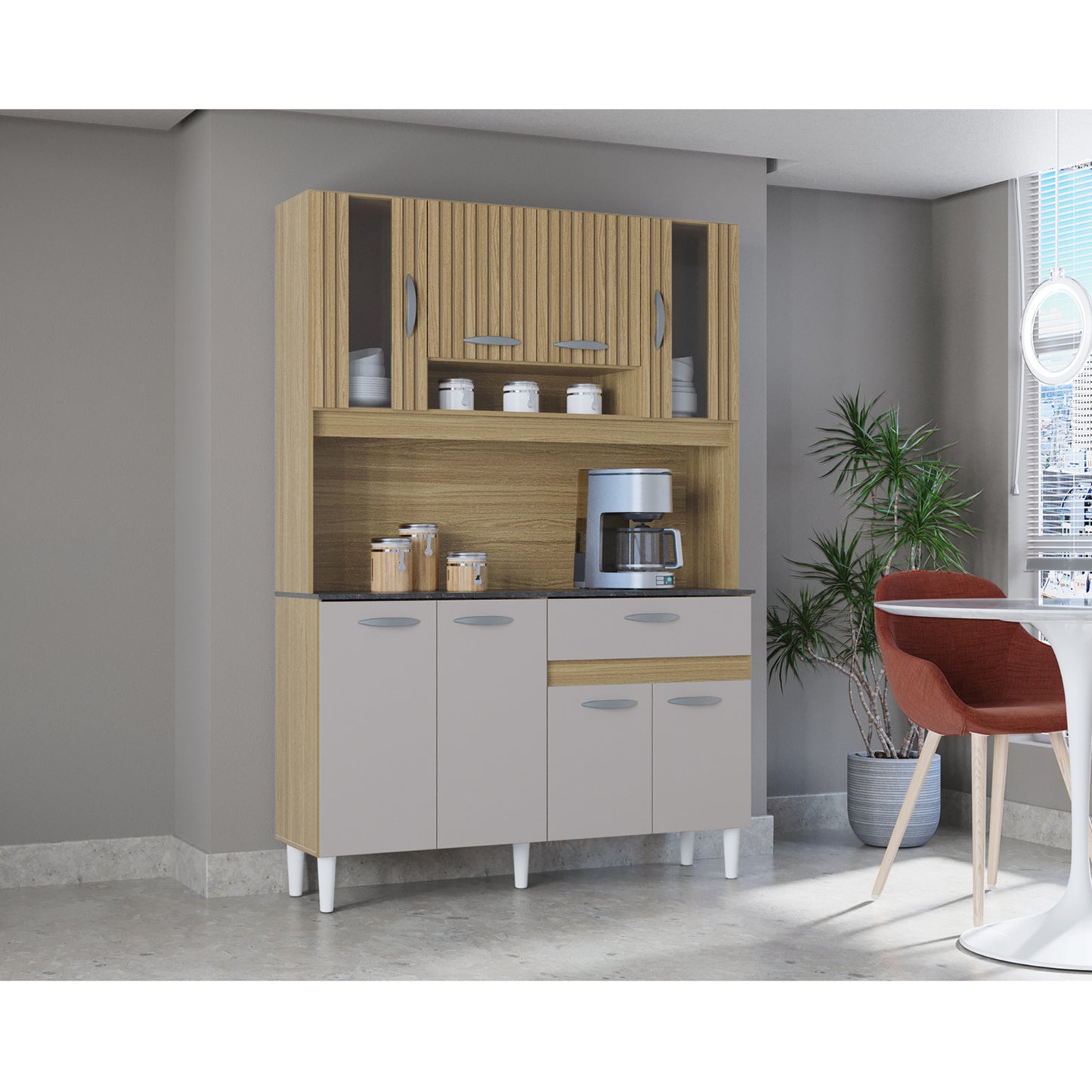 Alacena Coral 8P Auxiliar De Cocina En Madera MDP