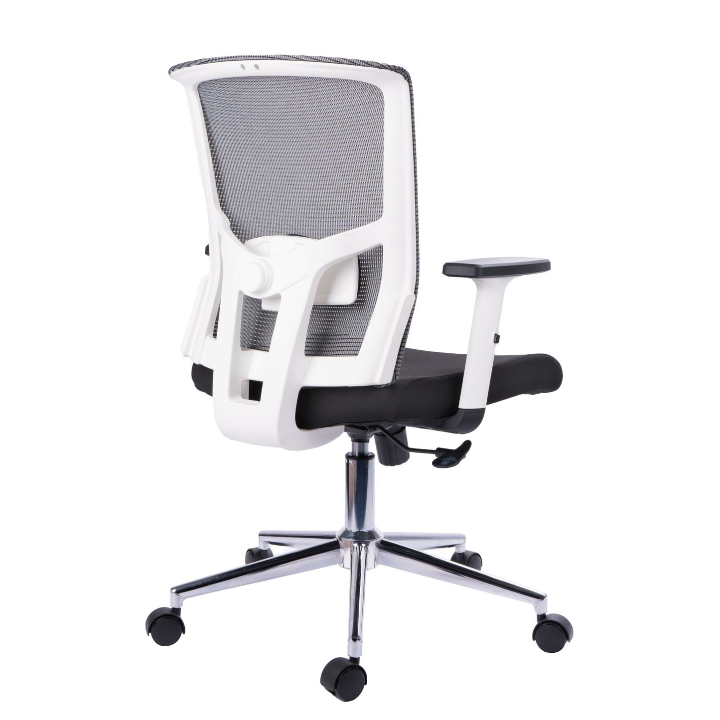 Silla Gerente Eslovaquia Malla Gris Marco Blanco Sin Cabecero