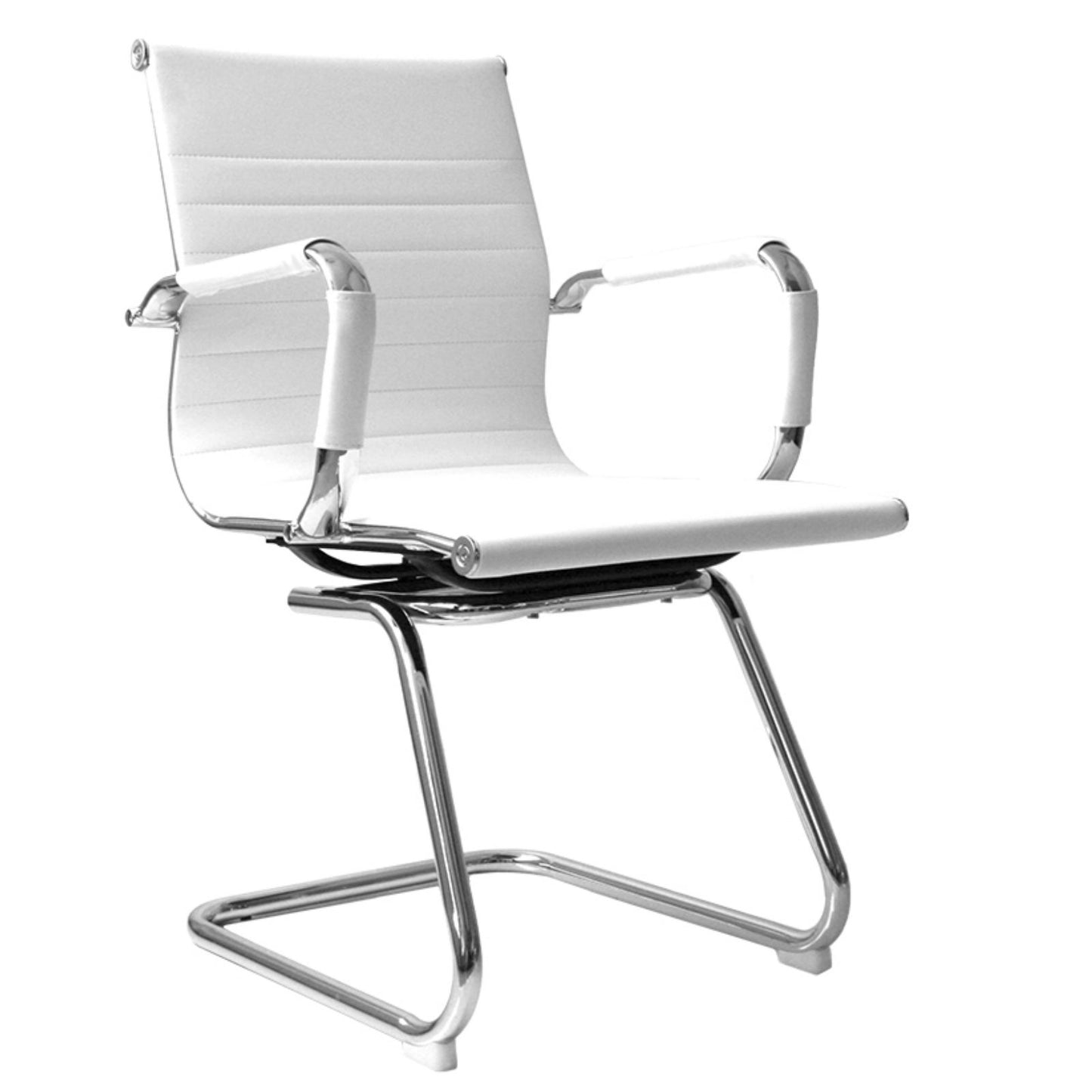 Silla De Oficina Bruselas En Cuero Sintético Blanco