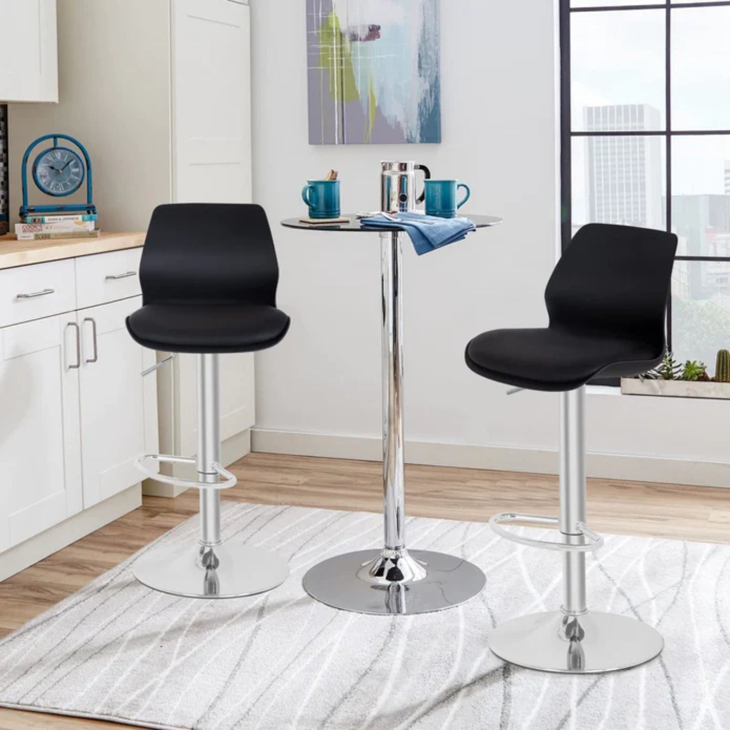 Silla De Bar Alta Con Asiento Tapizado En Cuerina