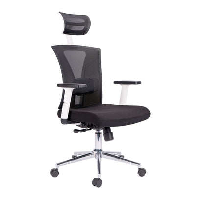 Silla De Oficina Gerencial Niza Base Cromo Blanca