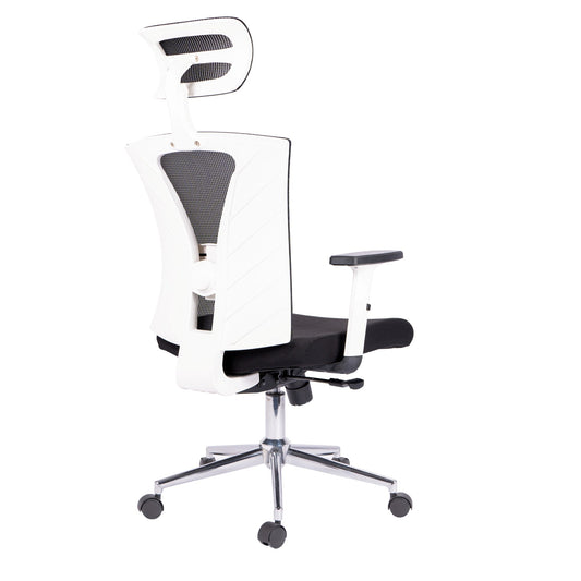 Silla De Oficina Gerencial Niza Base Cromo Blanca