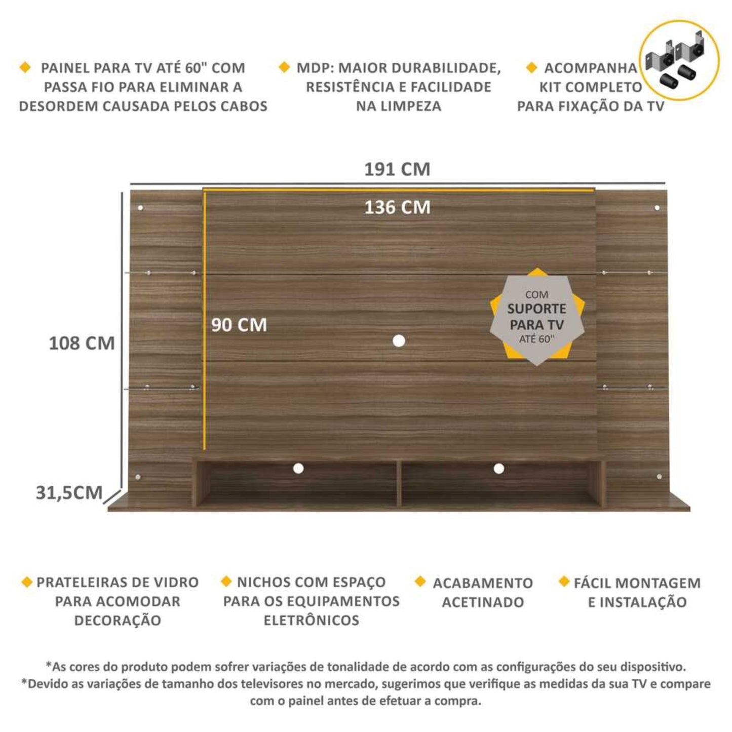 Panel De Tv En Madera Braga 60 Pulgadas