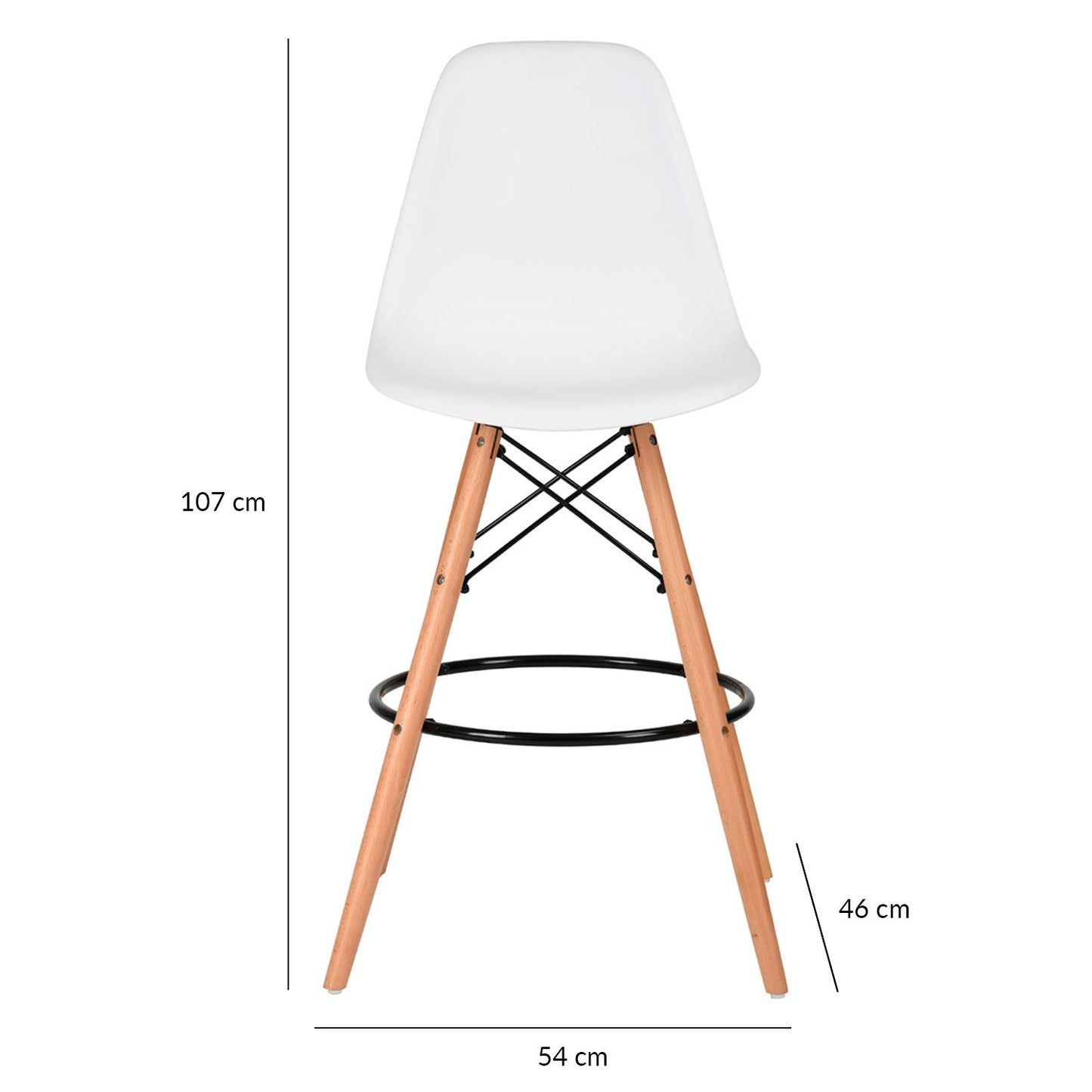Silla Bar Eames Tulip Con Patas Madera De Haya