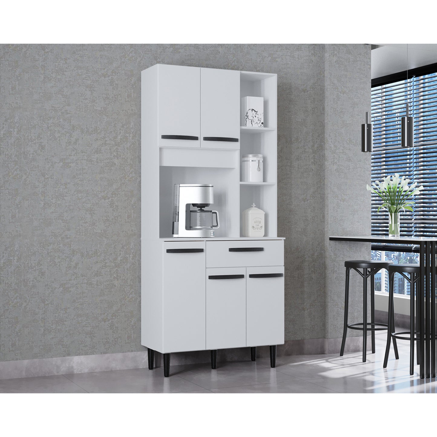 Alacena Malu Auxiliar De Cocina En Madera MDP 5 Puertas