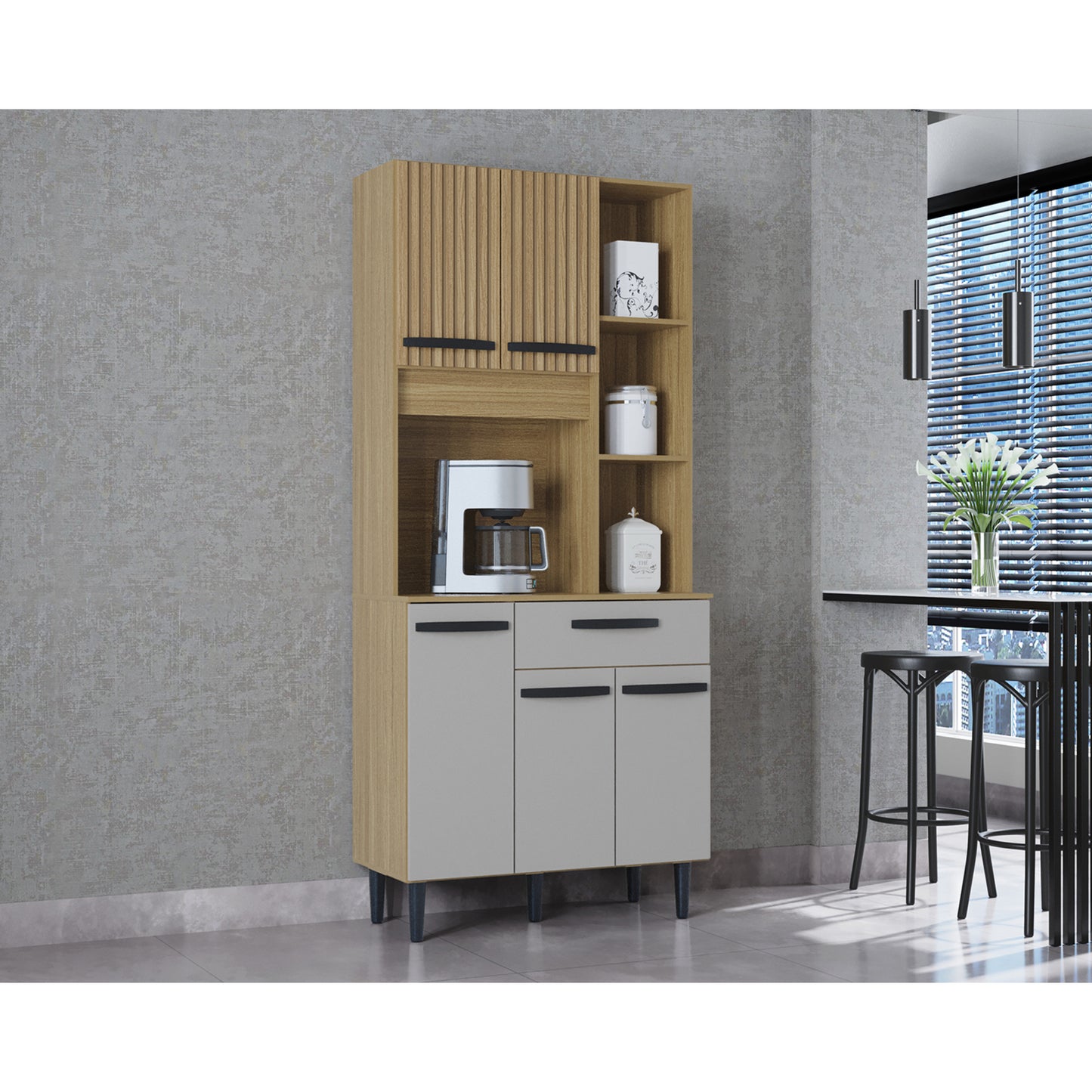 Alacena Malu Auxiliar De Cocina En Madera MDP 5 Puertas