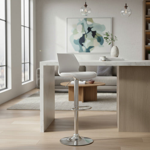 Silla De Bar Alta Con Asiento Tapizado En Cuerina