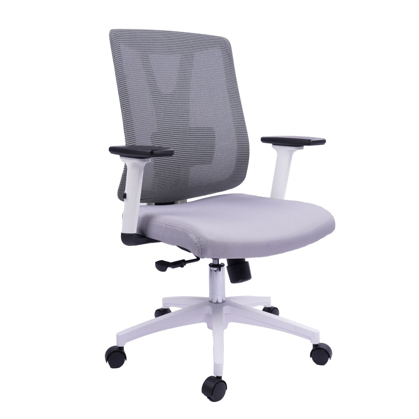 Silla Gerente Morata Brazos Graduables Marco Blanco Malla Gris Sin Cabecero