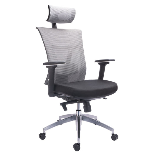 Silla Presidente Osaka Brazos 3D Malla Gris Graduable En Altura