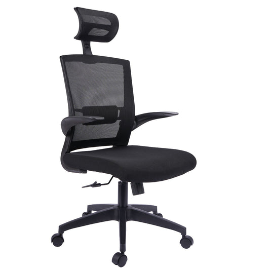 Silla Presidente Lourdes Brazos Abatibles Paño Negro