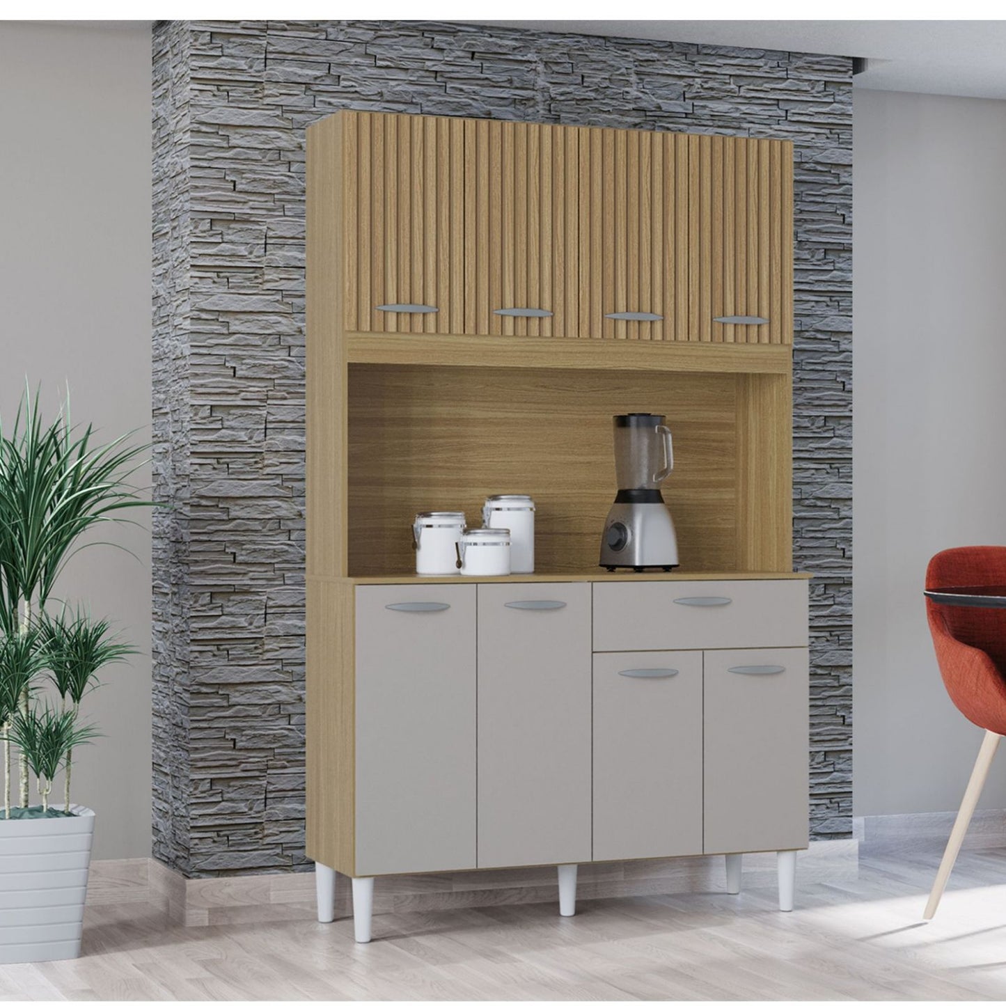 Alacena Cassia Auxiliar De Cocina En Madera MDP 8 Puertas