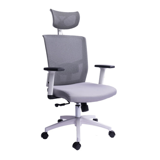 Silla Presidente Edimburgo En Malla Gris Brazos Graduables