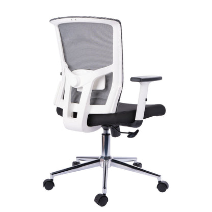 Silla Gerente Eslovaquia Malla Gris Marco Blanco Sin Cabecero