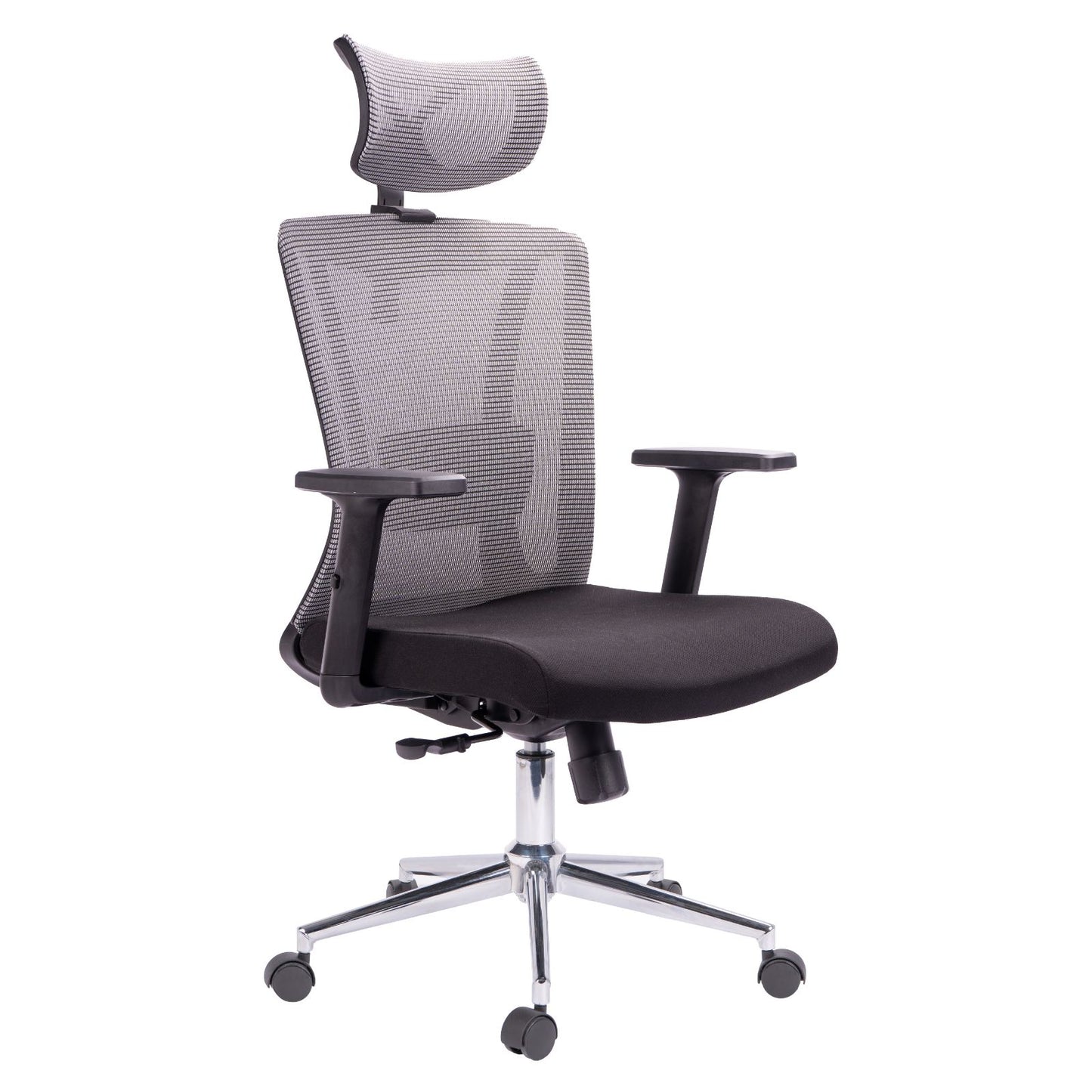 Silla presidente Pompeya Brazos Graduable Marco blanco, Malla Gris