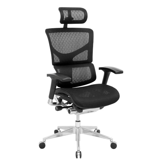 Silla Presidente Korea Brazos 3D En Malla Negra