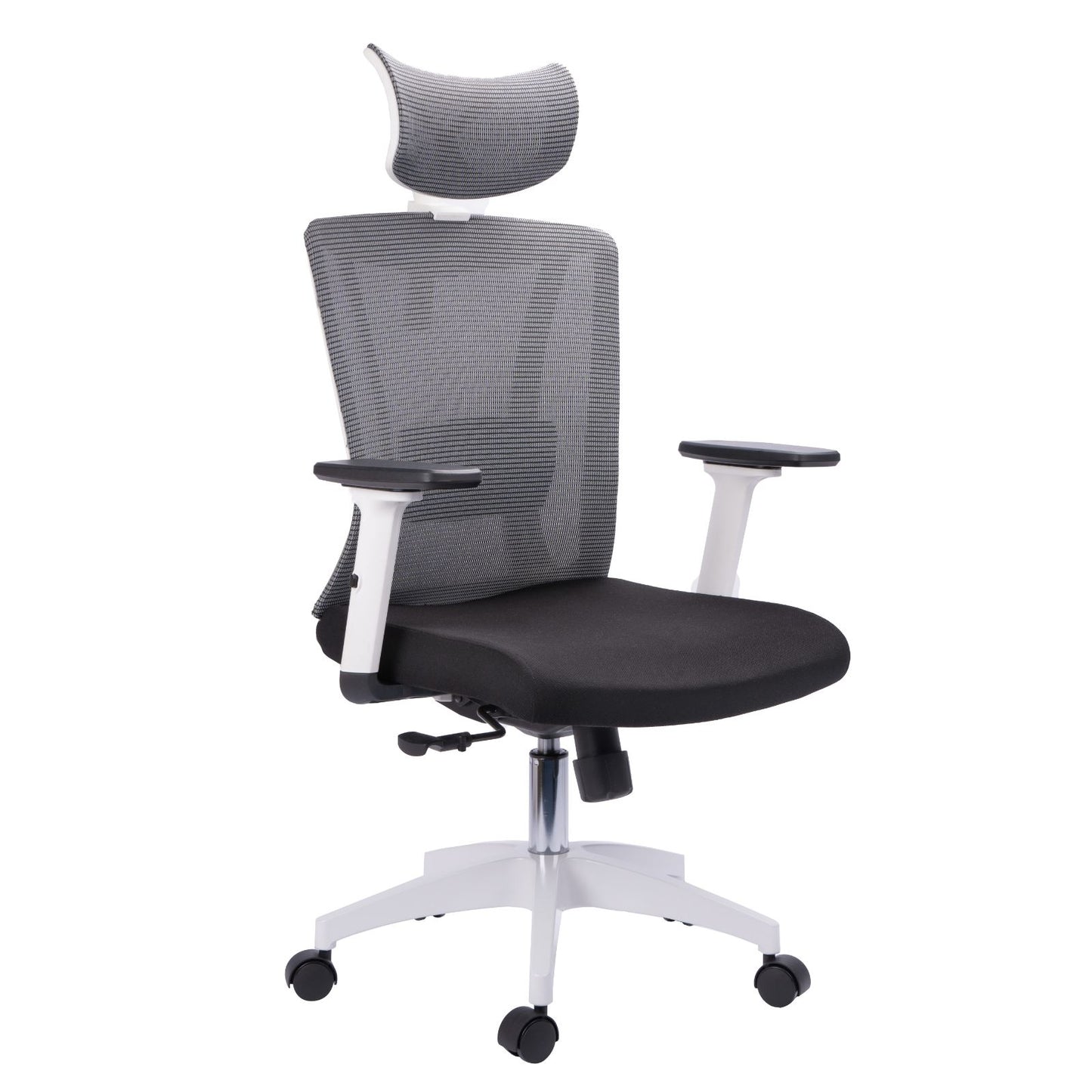 Silla presidente Pompeya Brazos Graduable Marco blanco, Malla Gris