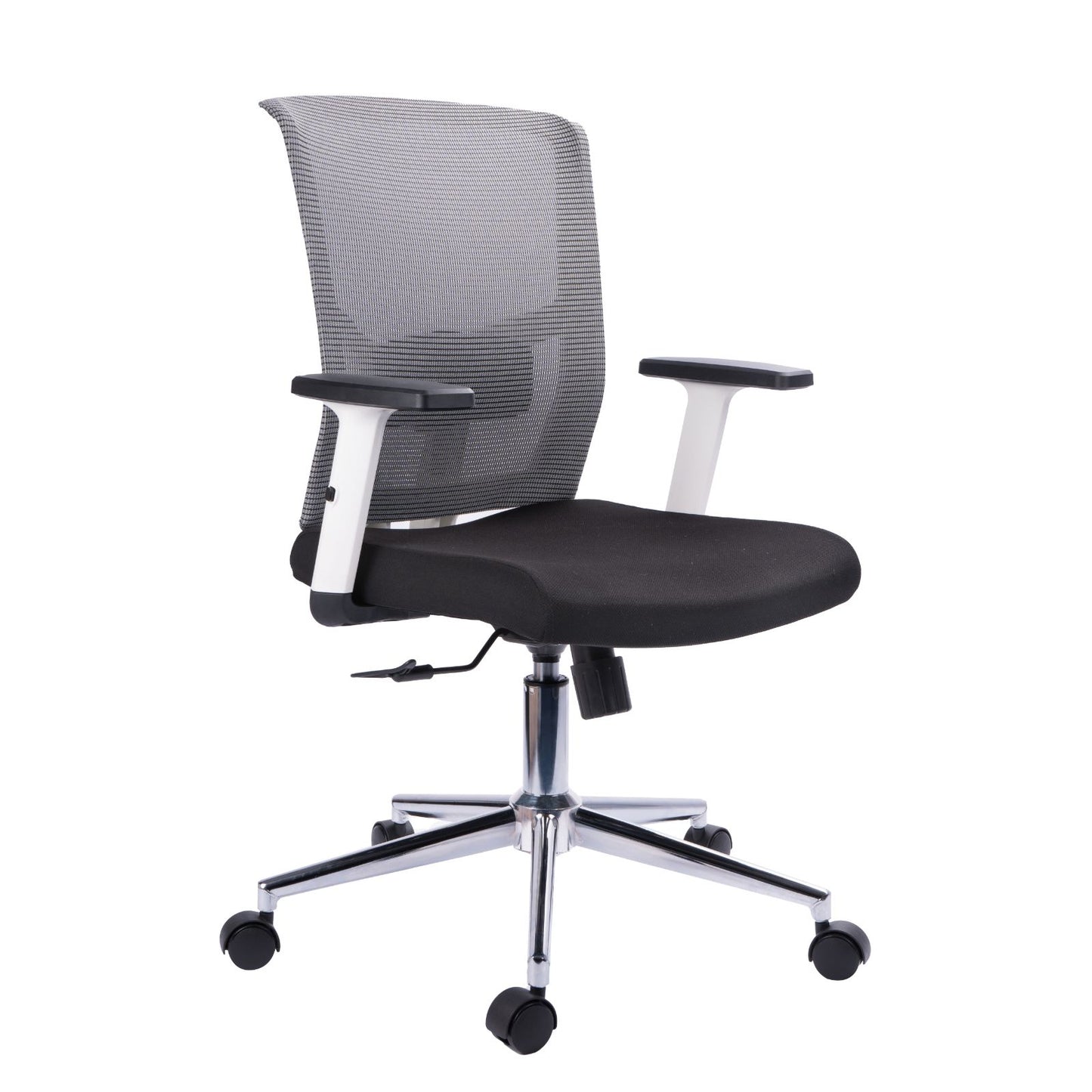 Silla Gerente Eslovaquia Malla Gris Marco Blanco Sin Cabecero