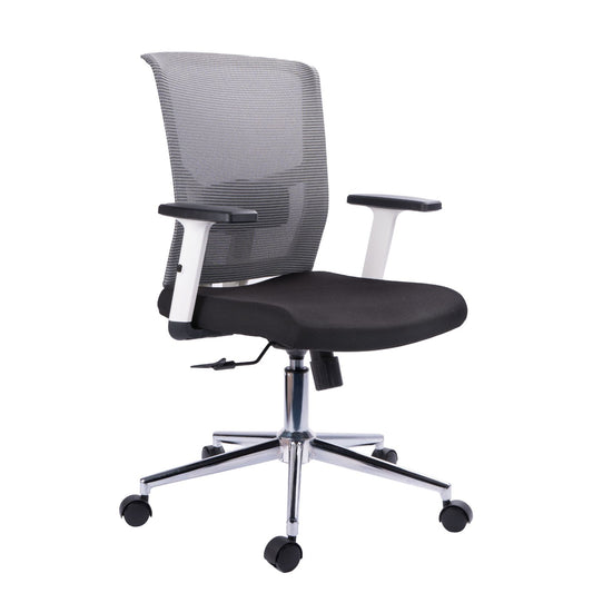 Silla Gerente Eslovaquia Malla Gris Marco Blanco Sin Cabecero