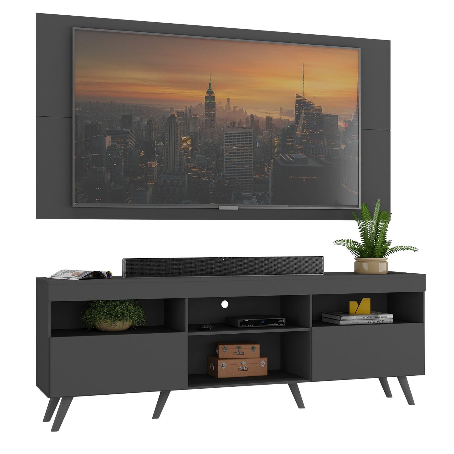 Rack Con Panel Florida Con patas En MDP