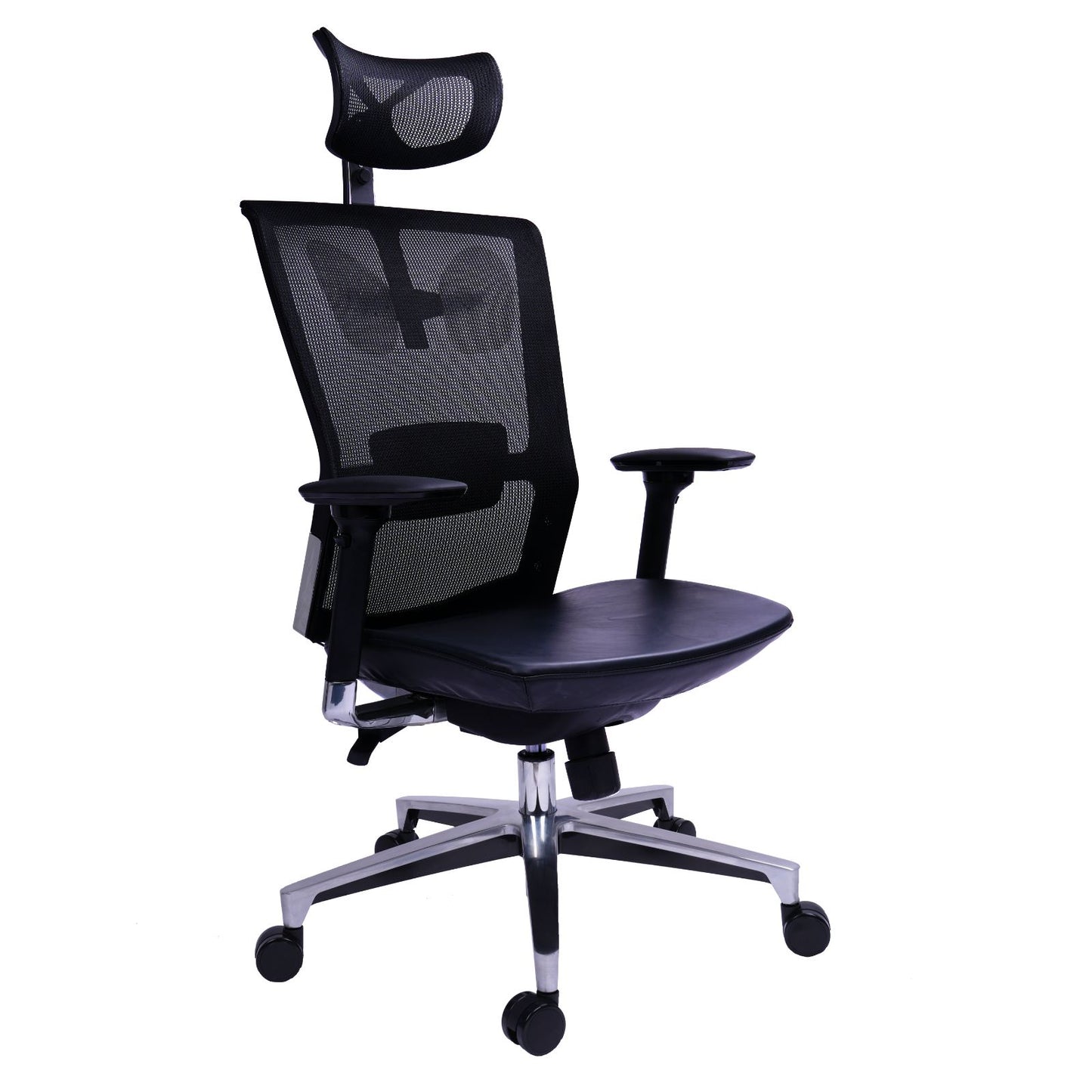 Silla Presidente Dallas Asiento Paño Negro Brazos 3D