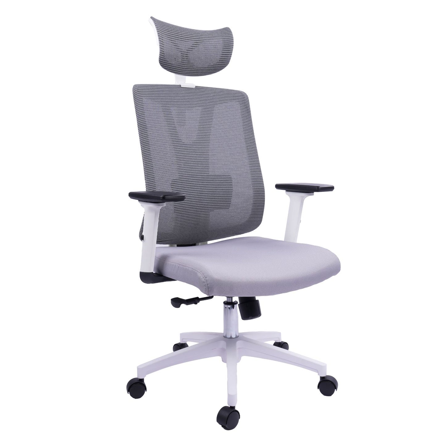 Silla Presidente Morata Brazos Graduables Marco Blanco Malla Gris