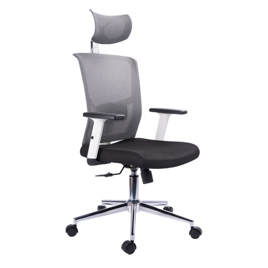 Silla Presidente Eslovaquia Malla Gris Marco Blanco